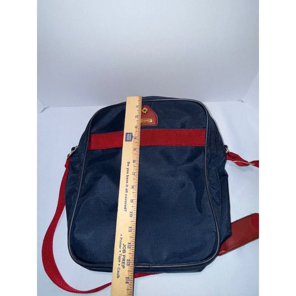 Samsonite Port-of-Entry Navy Blue Red Stripe Nylon Crossbody Messenger Bag Vtg
